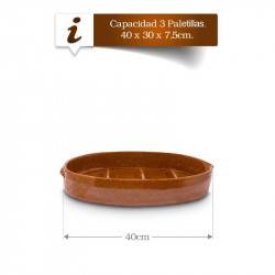 Asador de barro ovalado con fondo estriado 2