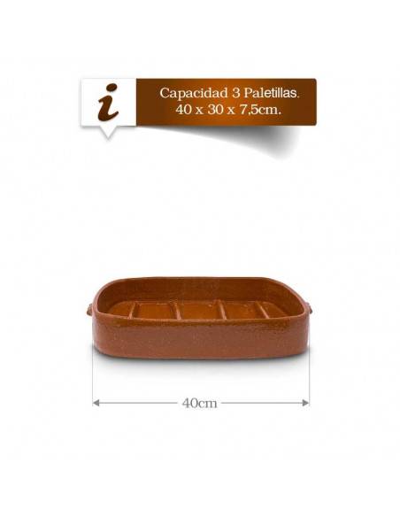 Asador Rectangular de Barro refractario con fondo Estriado