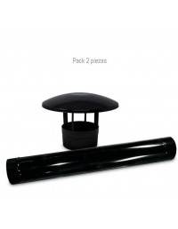Tubo chimenea 1 m vitrificado negro  diam Ø150 mm + sombrerete