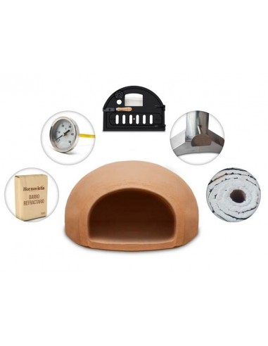 KIT de Horno de Leña con puerta de Hierro Fundido, Aislantes y Barro Refractario