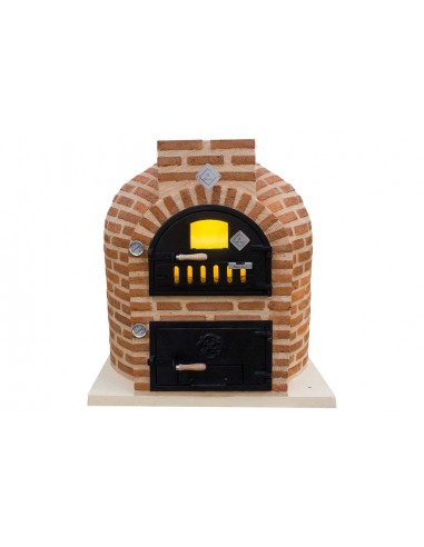 Horno de leña con hornilla acabado en ladrillo para  exterior