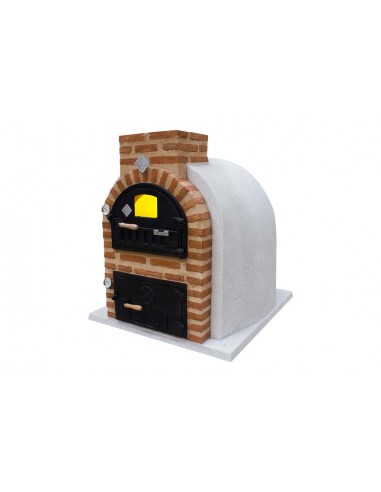 Horno con hornilla acabado en corcho proyectado blanco