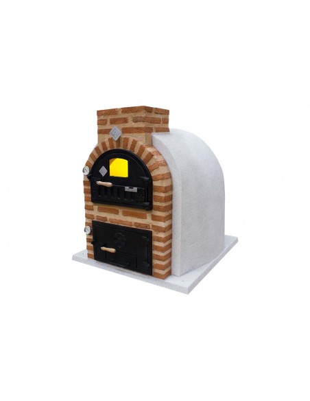 Horno con hornilla acabado en corcho proyectado blanco