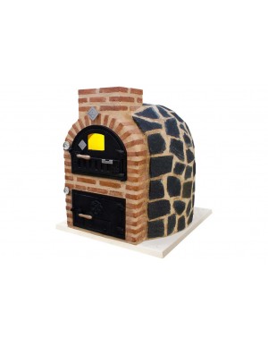 Horno con hornilla acabado para  exterior en PIEDRA tono oscuro