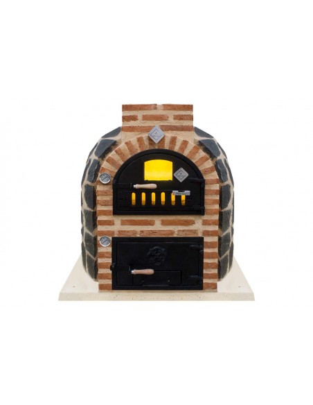 Horno con hornilla acabado para  exterior en PIEDRA tono oscuro