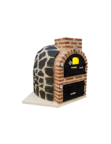 Horno con hornilla acabado para  exterior en PIEDRA tono oscuro