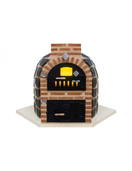 Horno con hornilla acabado para  exterior en PIEDRA tono oscuro