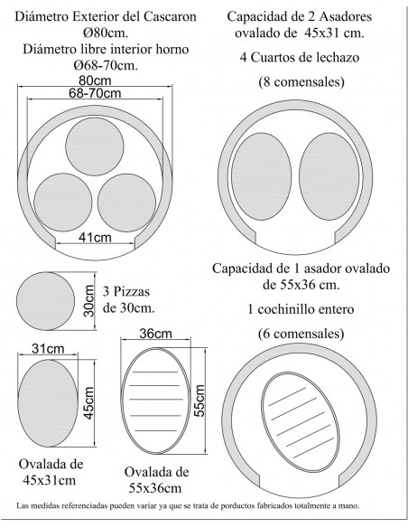 Plano capacidad Hornilla de leña premium de calor envolvente acabado ladrillo