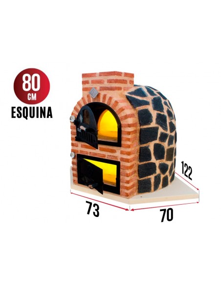 Horno con hornilla acabado para  exterior en PIEDRA tono oscuro