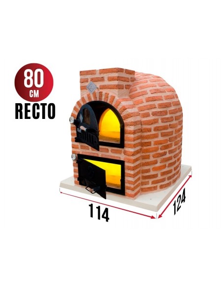 Horno de leña con hornilla acabado en ladrillo para  exterior