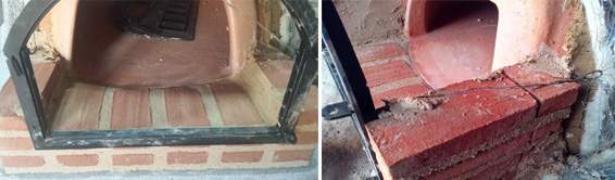 Detalle del montaje de la embocadura del horno de le&ntilde;a