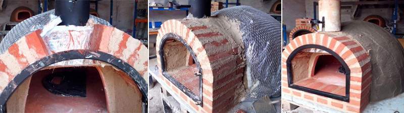 Detalle del montaje del arco y el tiro en la embocadura del horno de le&ntilde;a