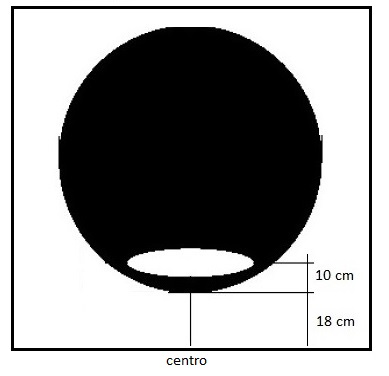Esquema con las medidas de emplazamiento del horno sobre la plataforma