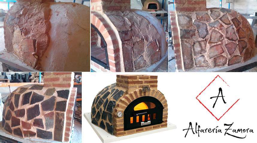 Proceso de acabado exterior  del horno de le&ntilde;a con piedra natural