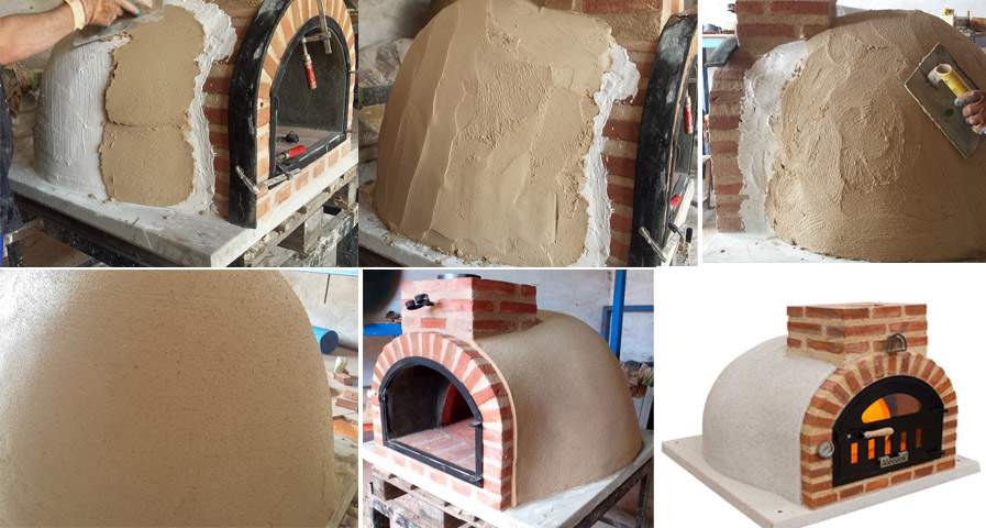 Proceso del acabado exterior de horno de le&ntilde;a al estilo tradicional