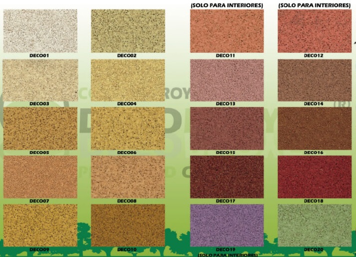 Carta de colores de acabado exterior en corcho proyectado hornos de le&ntilde;a